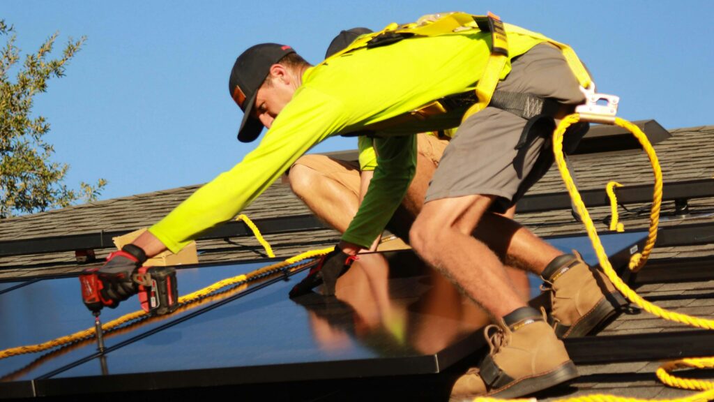 Roof worker in Florida for OIR-B1-1802 on a residential roof